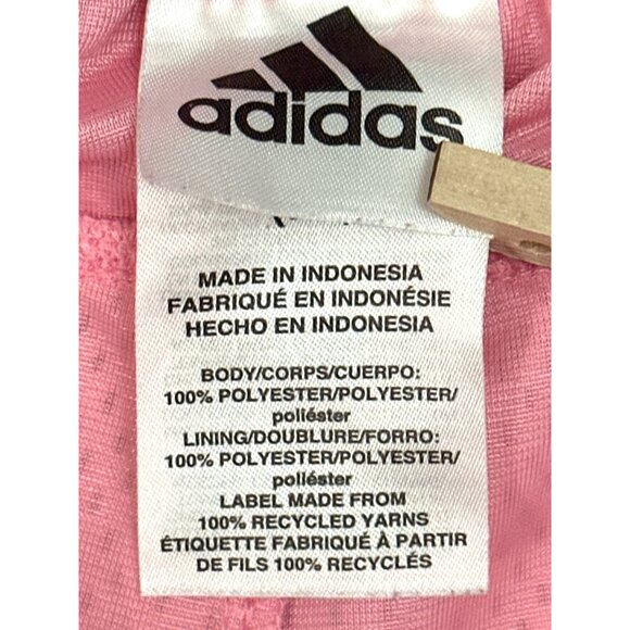 Adidas Athleticwear Pink Mesh Shorts White Stripes Pockets Elastic Waist Girls - Picture 6 of 10